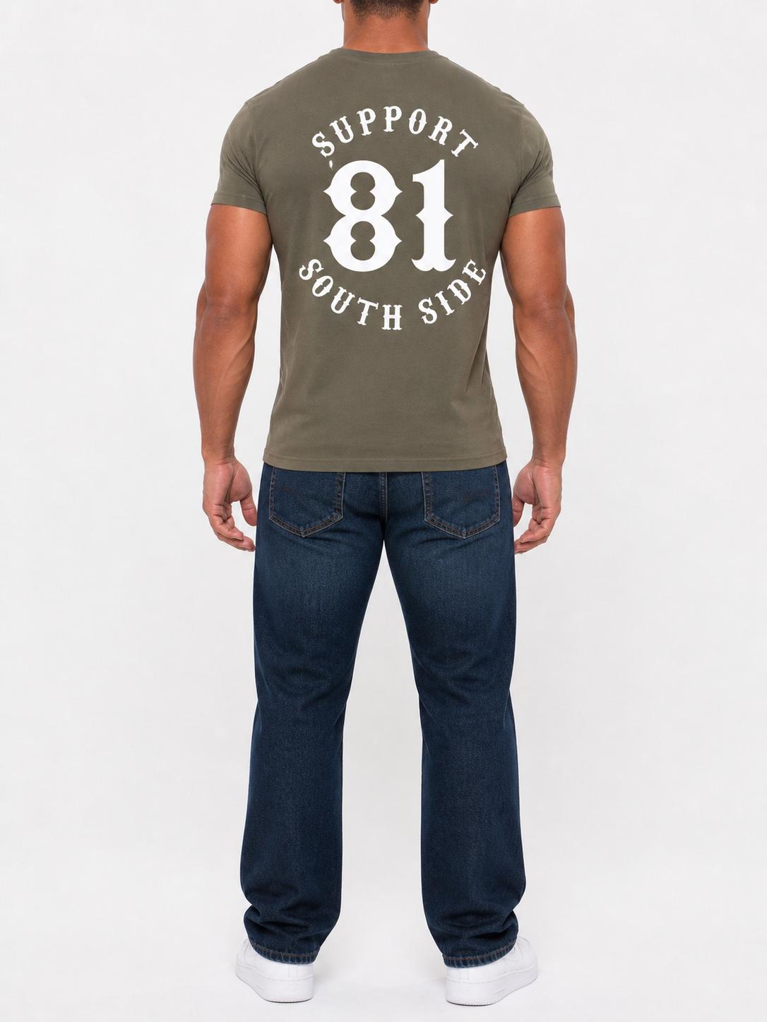 T-Shirt "Support South Side 81"- Khaki, weisser Print