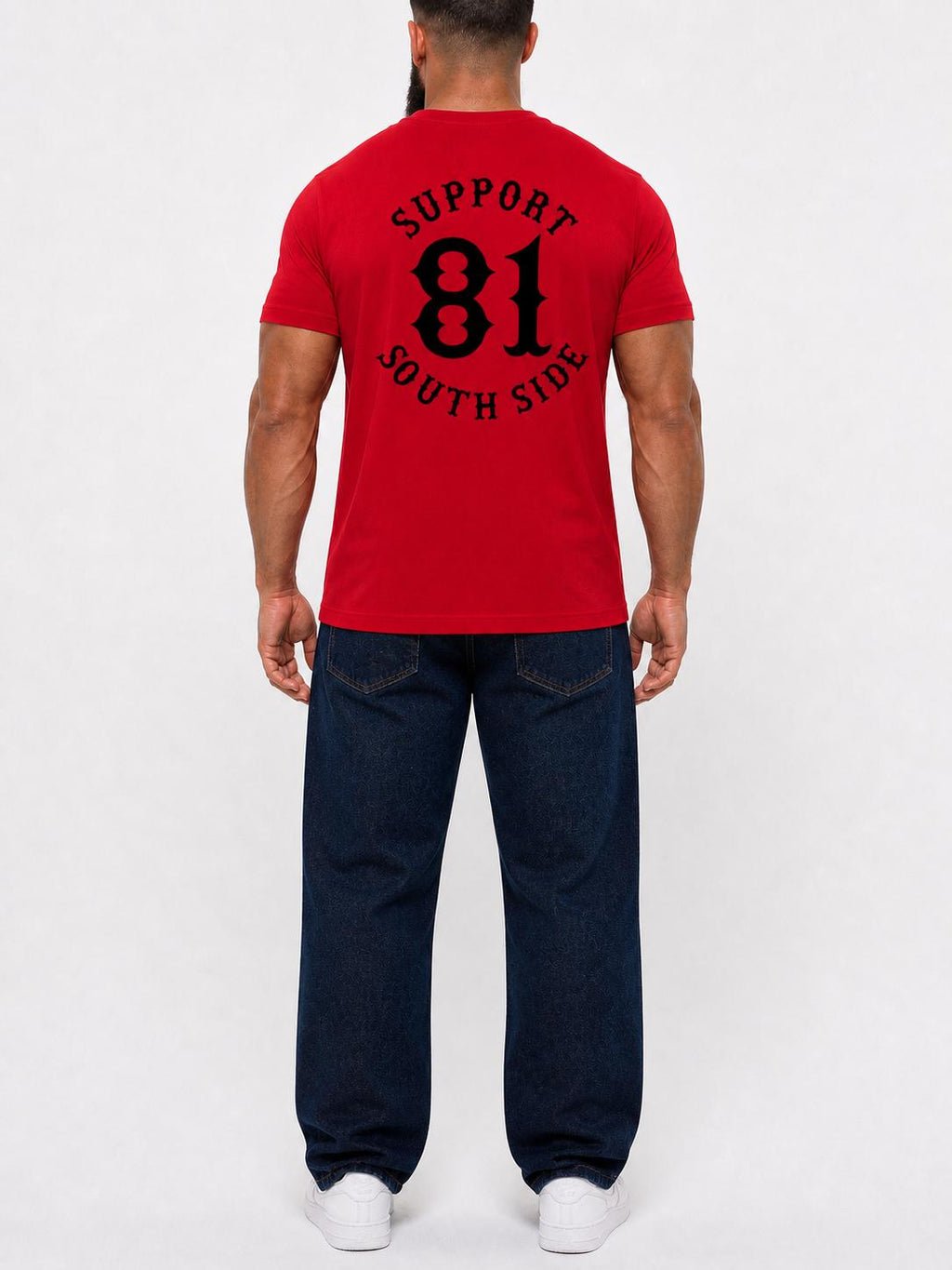 Neu - T-Shirt "Support South Side 81" - rot, schwarzer Print