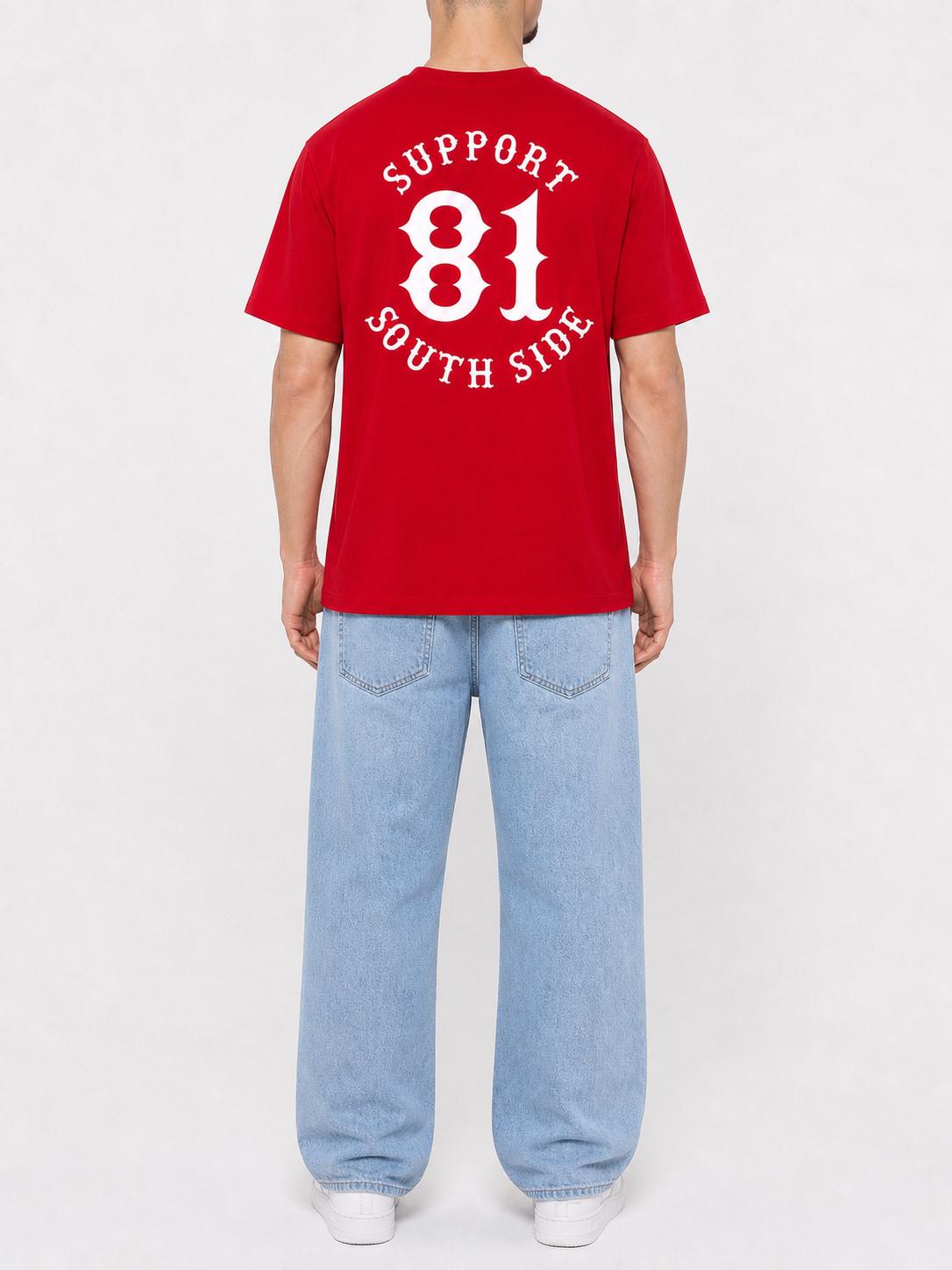 T-Shirt "Support South Side 81" - Rot, weisser Print