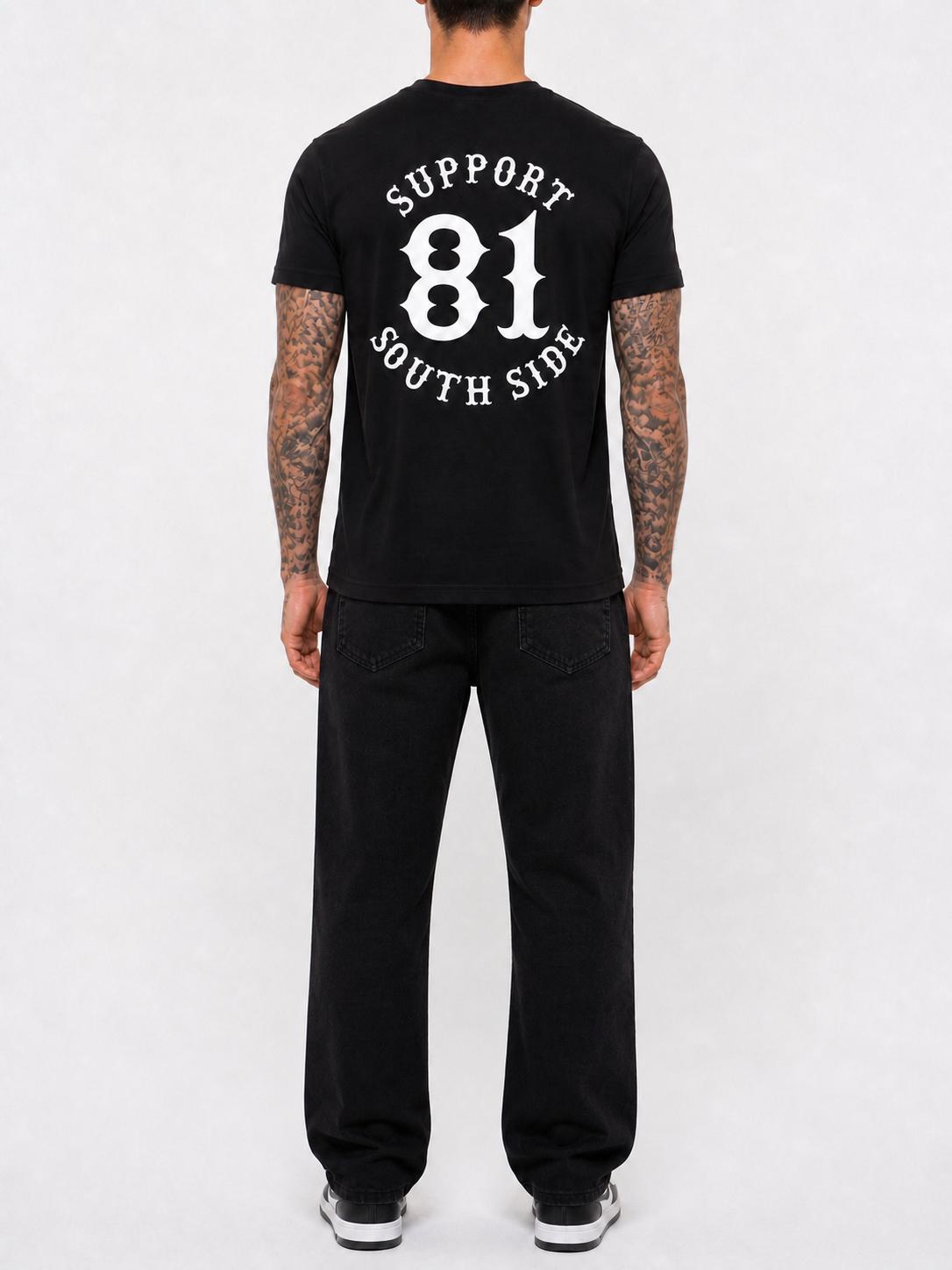 T-Shirt "Support South Side 81" - schwarz, weisser Print