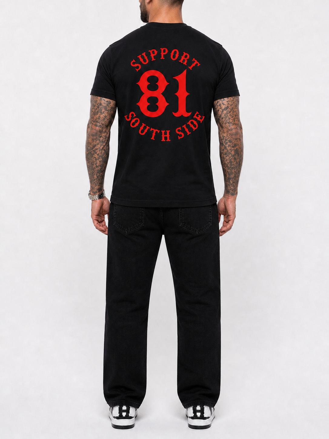 T-Shirt "Support South Side 81" - schwarz, roter Print