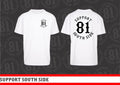 T-Shirt "Support South Side 81" - weiss, schwarzer Print