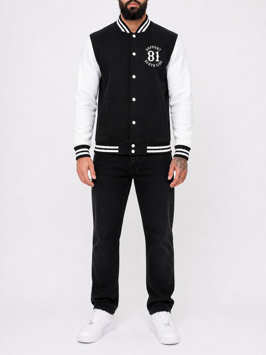 College-Jacke "Support South Side 81" - schwarz/weiss