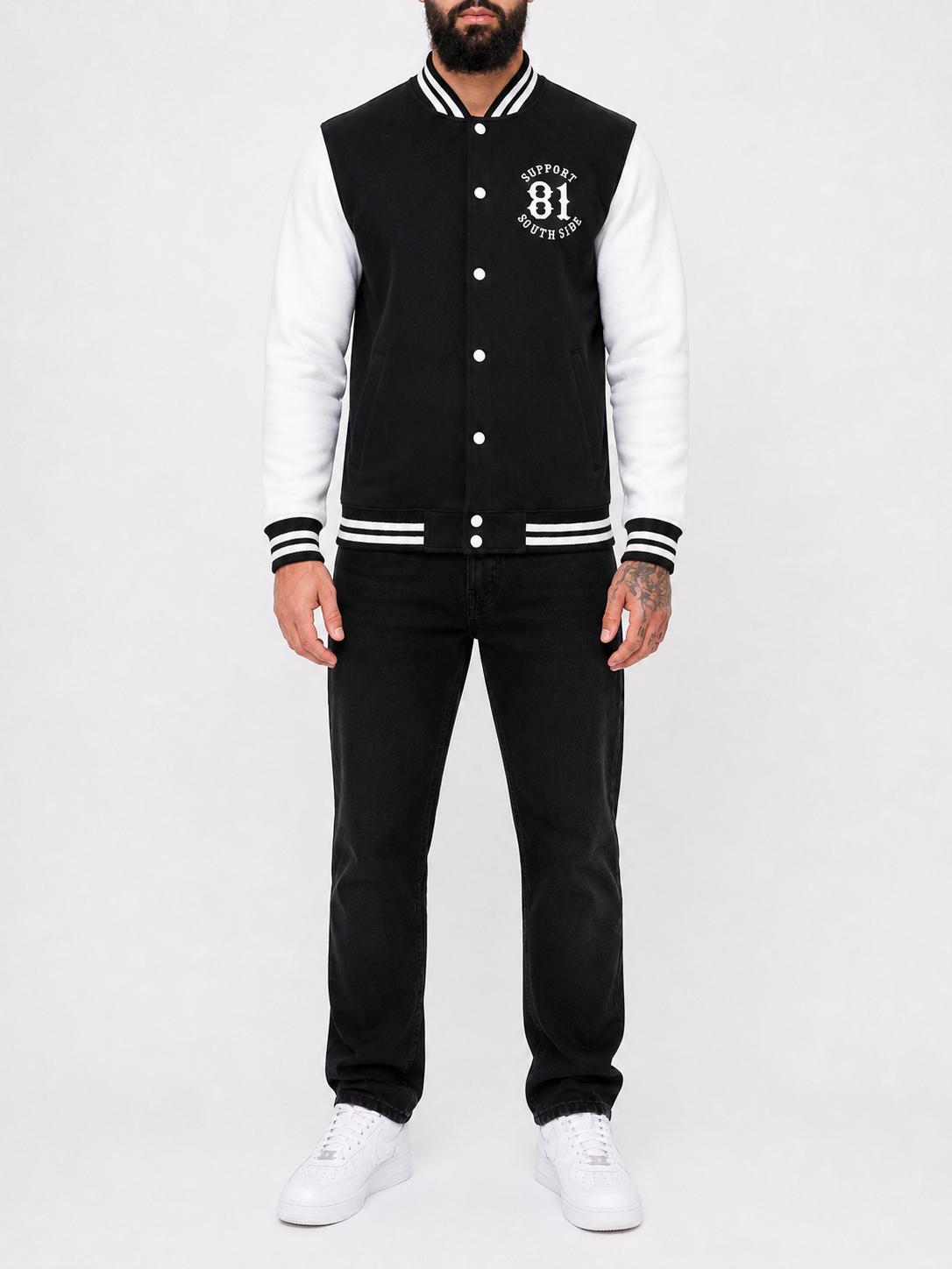 College-Jacke "Support South Side 81" - schwarz/weiss