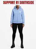 Ladies Zip-Hoodie "Support South Side 81" - hellblau, weisser Print