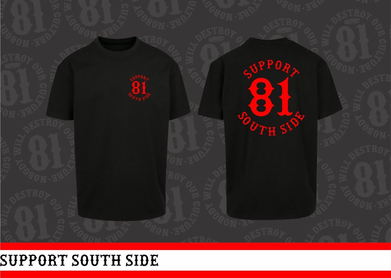 T-Shirt "Support South Side 81" - schwarz, roter Print