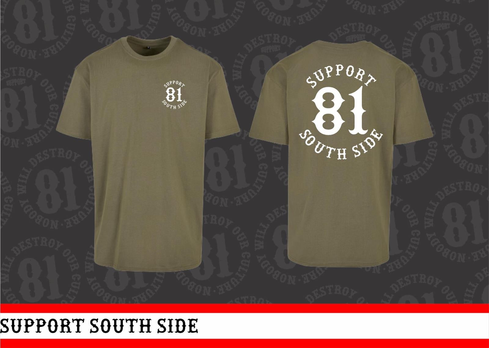 T-Shirt "Support South Side 81"- Khaki, weisser Print