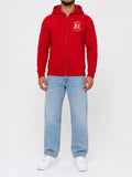 Zip-Hoodie "Support South Side 81" - rot, weisser Print