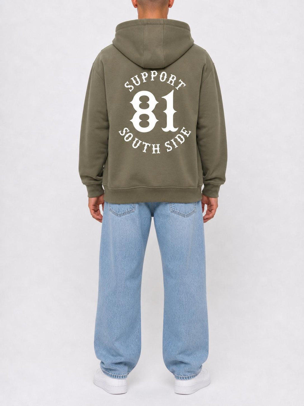 Zip-Hoodie "Support South Side 81" - khaki, weisser Print