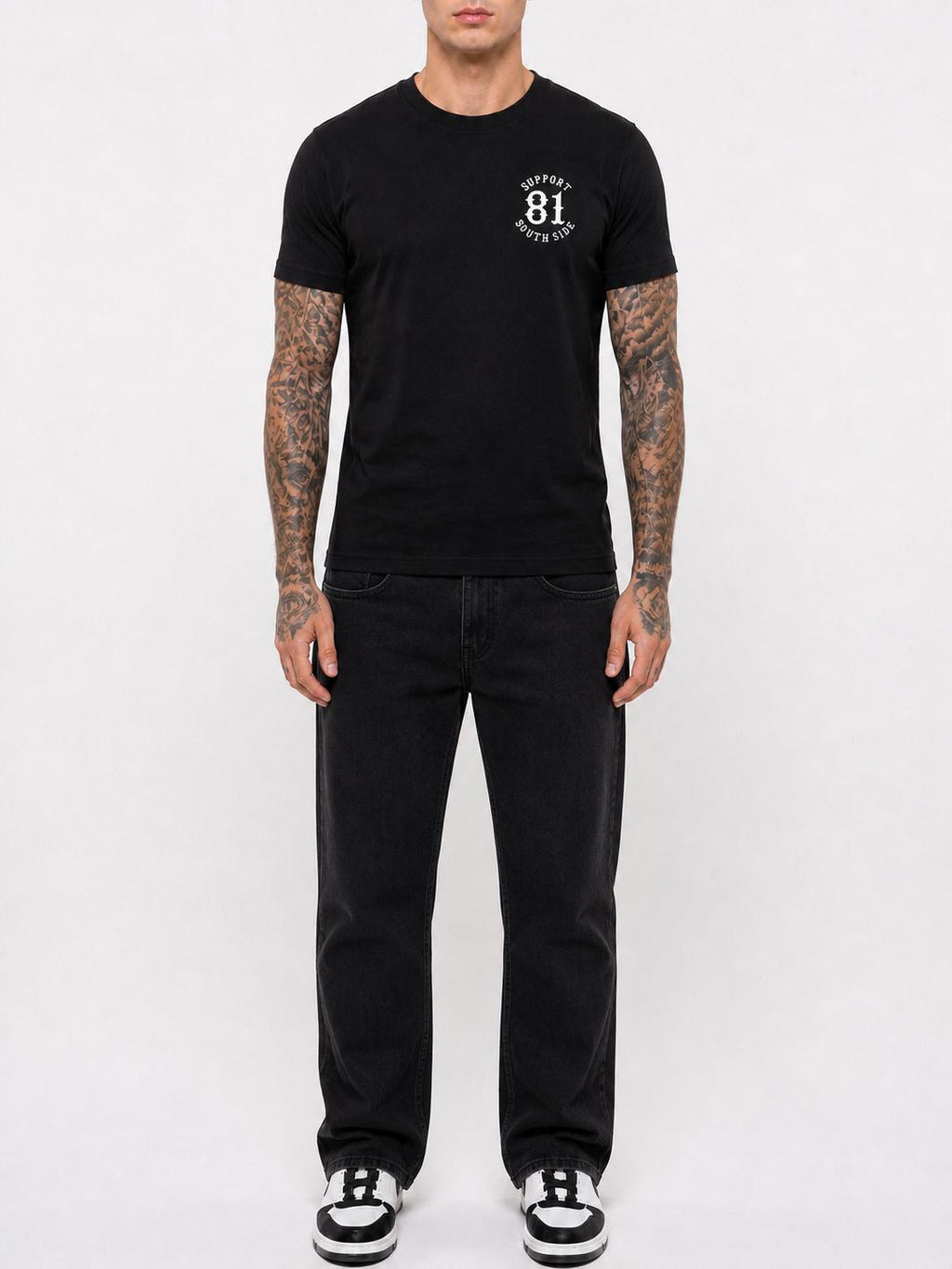 T-Shirt "Support South Side 81" - schwarz, weisser Print