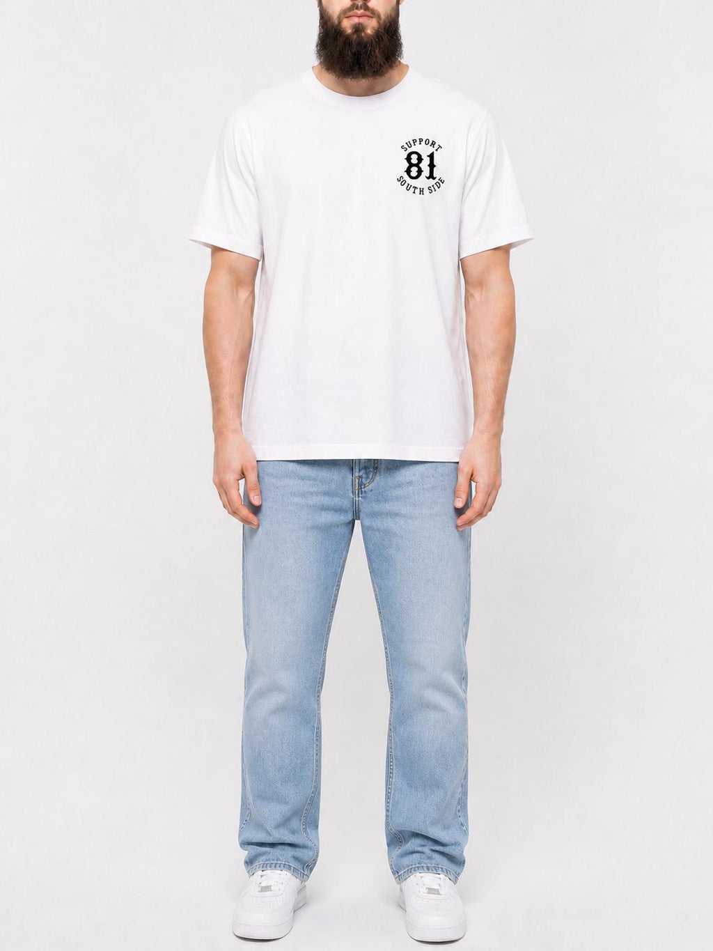 T-Shirt "Support South Side 81" - weiss, schwarzer Print