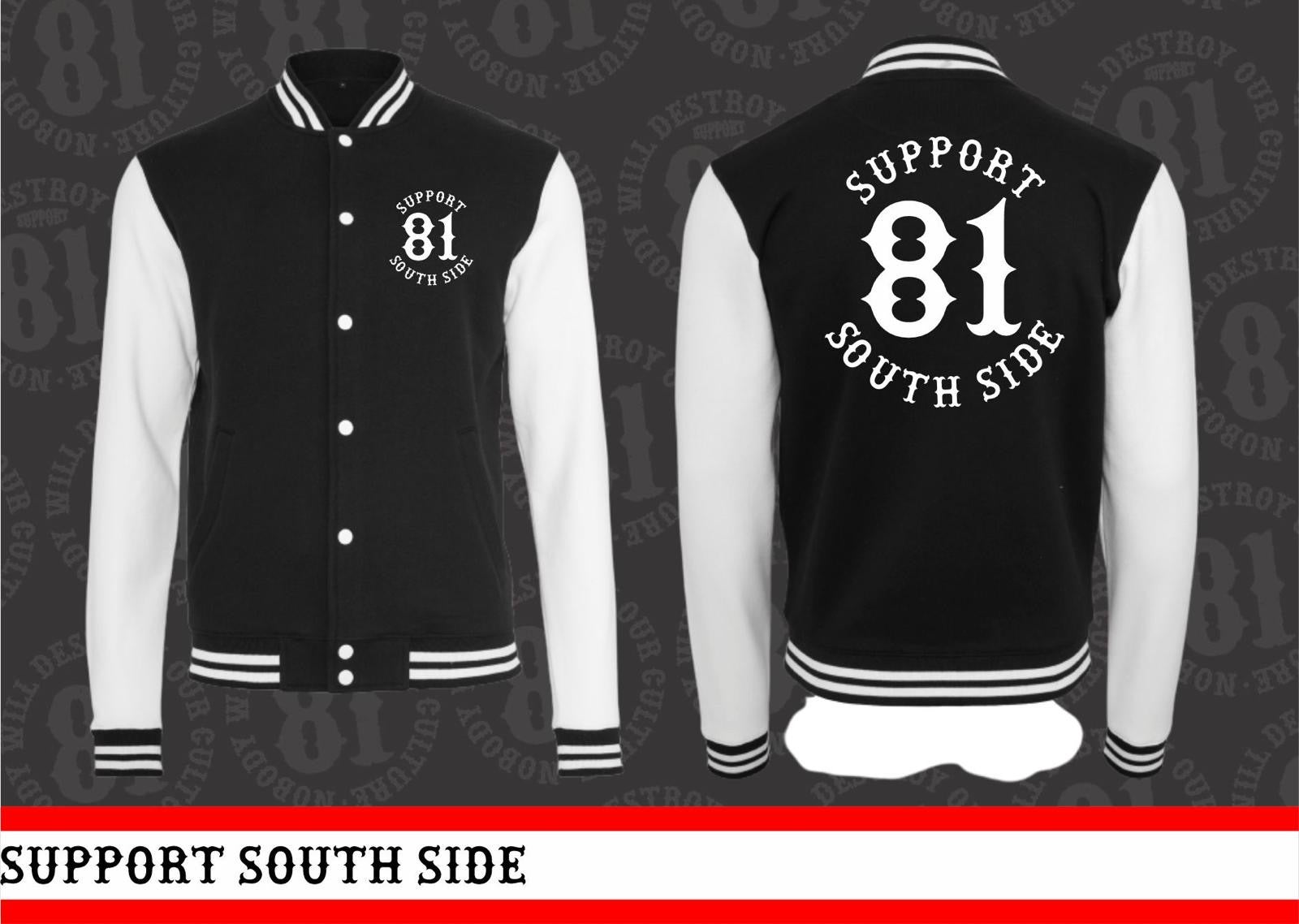 College-Jacke "Support South Side 81" - schwarz/weiss