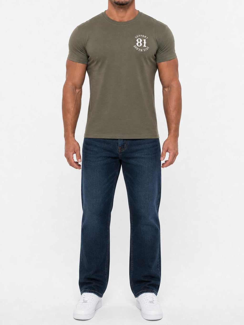 T-Shirt "Support South Side 81"- Khaki, weisser Print