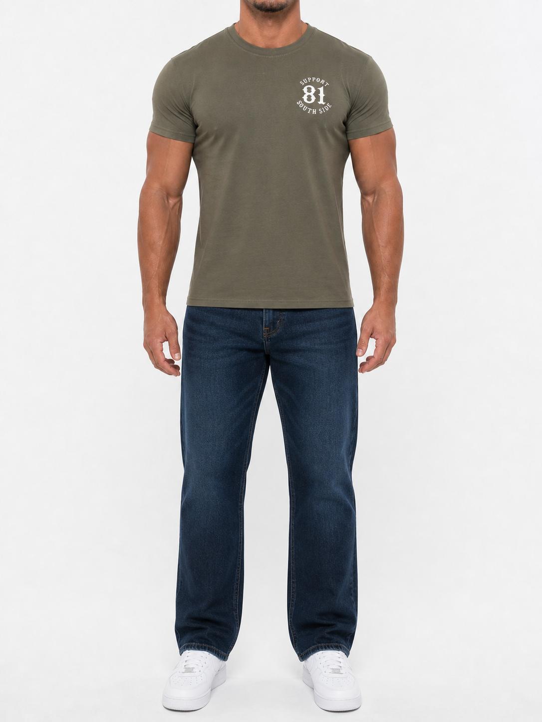 T-Shirt "Support South Side 81"- Khaki, weisser Print