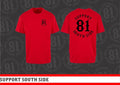 Neu - T-Shirt "Support South Side 81" - rot, schwarzer Print