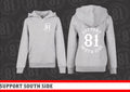 Kids Hoodie "Support South Side 81" - grau, weisser Print