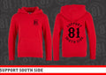 Kids Hoodie "Support South Side 81" - rot, schwarzer Print