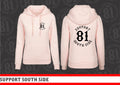 Ladies Hoodie "Support South Side 81" - rosa, schwarzer Print