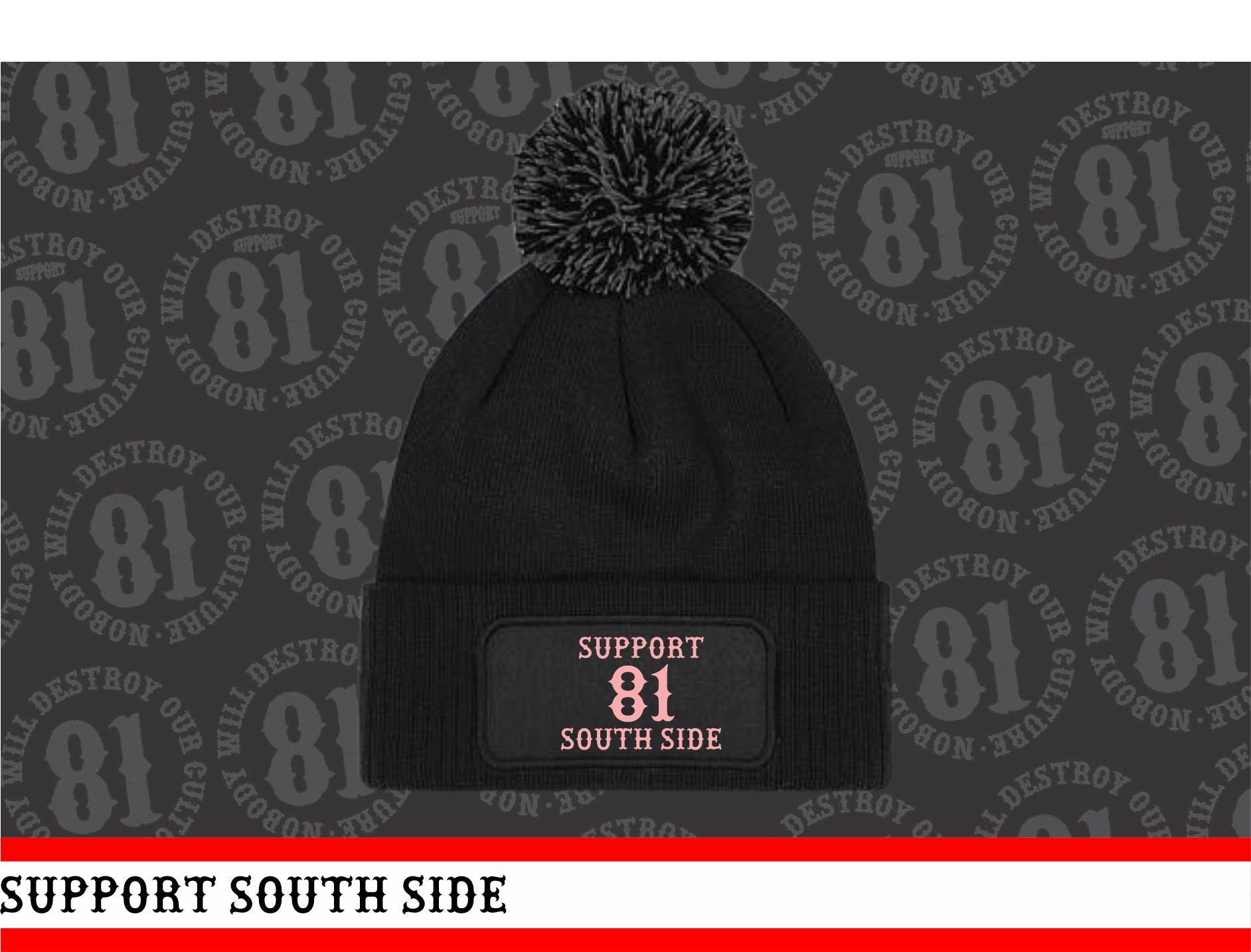 Ladies Mütze "Support South Side 81" - schwarz, rosa Print