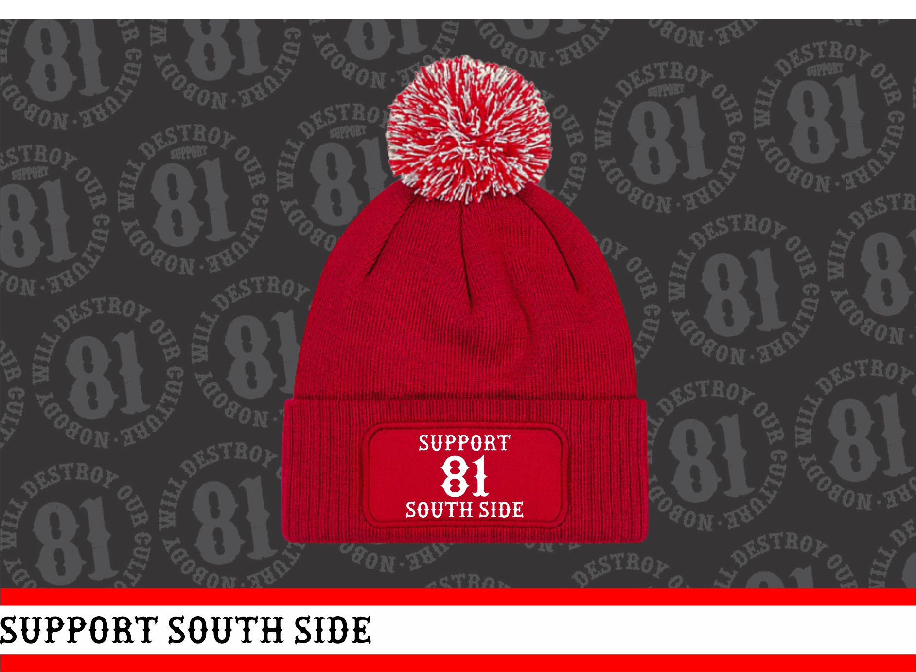 Ladies Mütze "Support South Side 81" - rot, weisser Print