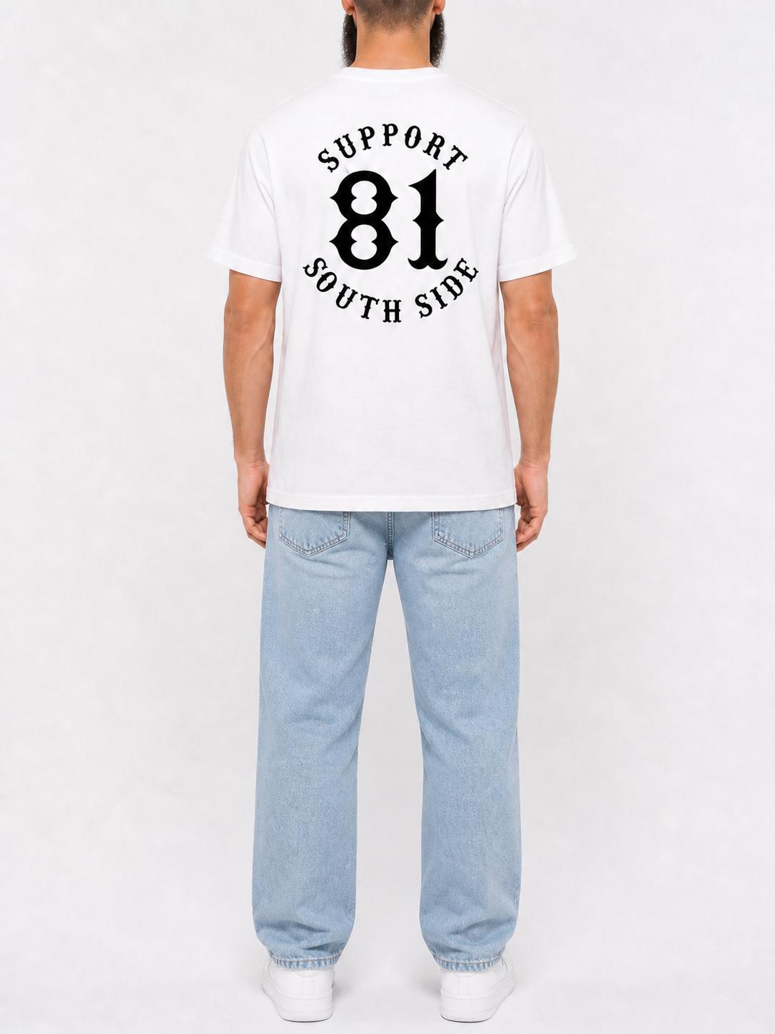 T-Shirt "Support South Side 81" - weiss, schwarzer Print