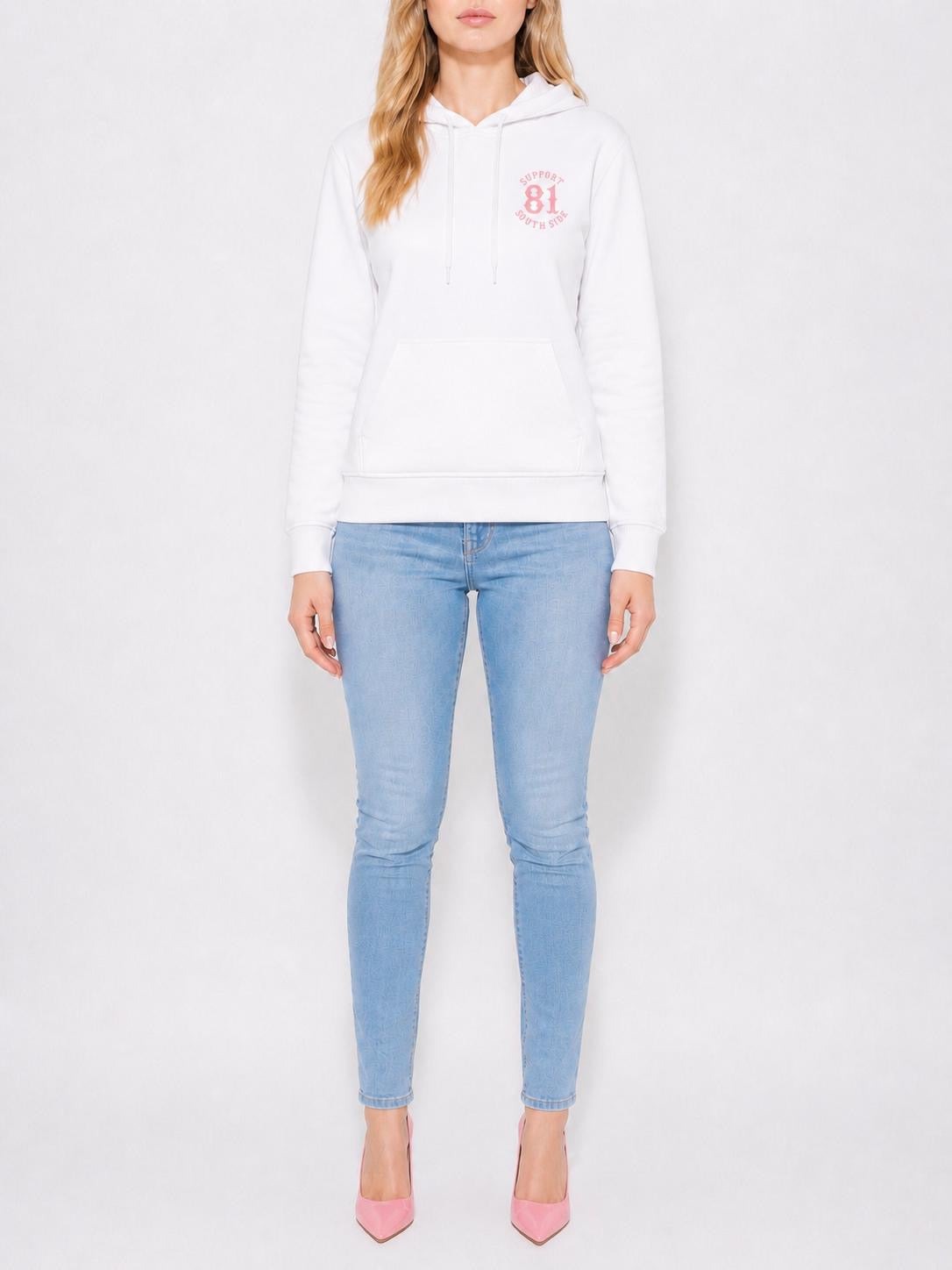 Ladies Hoodie "Support South Side 81" - weiss, rosa Print