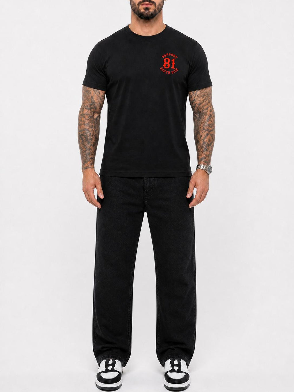 T-Shirt "Support South Side 81" - schwarz, roter Print