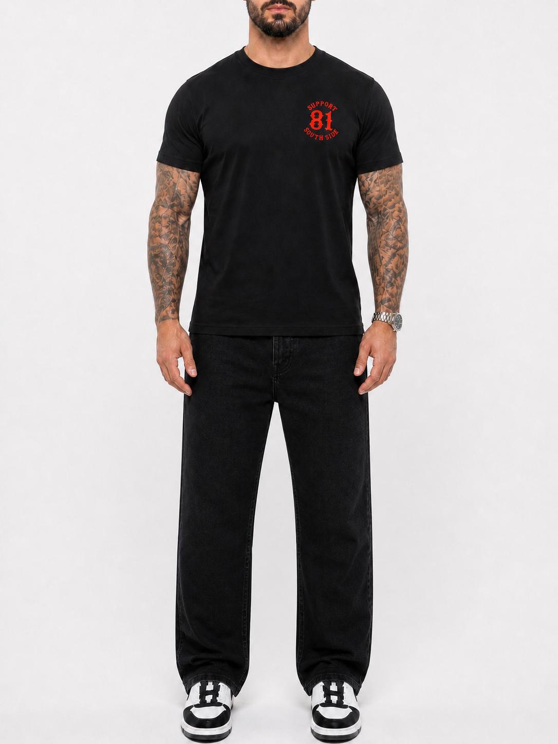 T-Shirt "Support South Side 81" - schwarz, roter Print