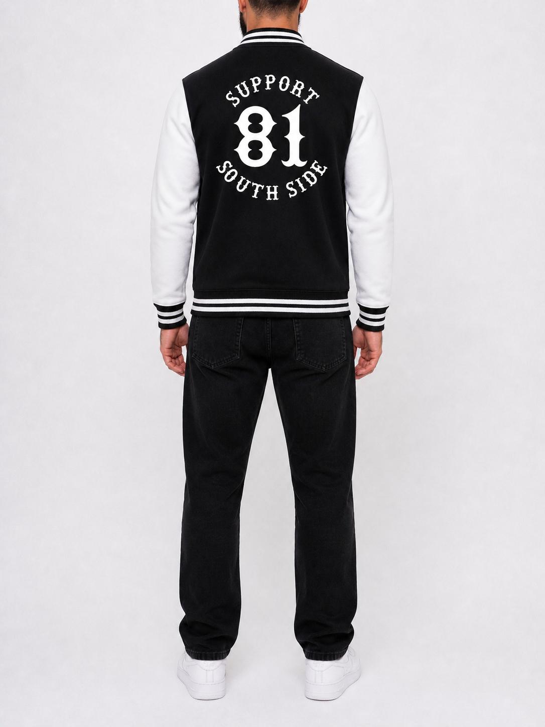 College-Jacke "Support South Side 81" - schwarz/weiss