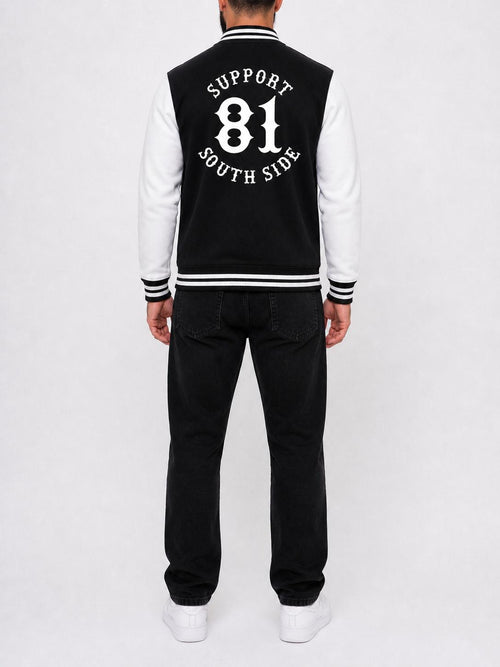 College-Jacke "Support South Side 81" - schwarz/weiss