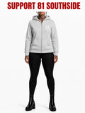 Ladies Zip-Hoodie "Support South Side 81" - grau, weisser Print