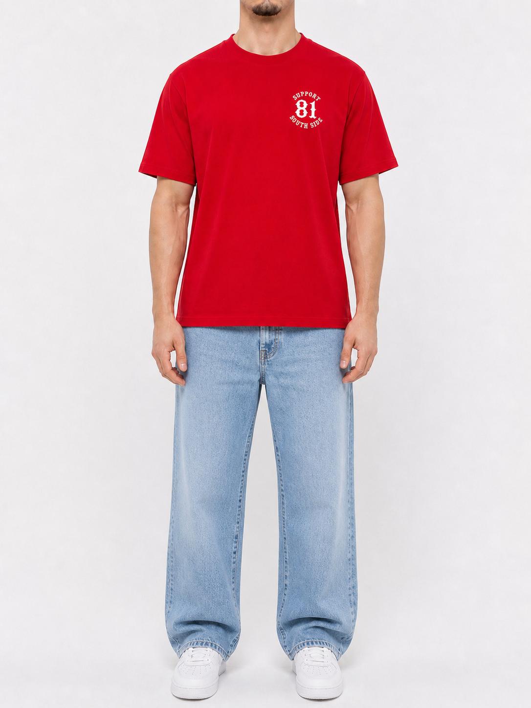 T-Shirt "Support South Side 81" - Rot, weisser Print